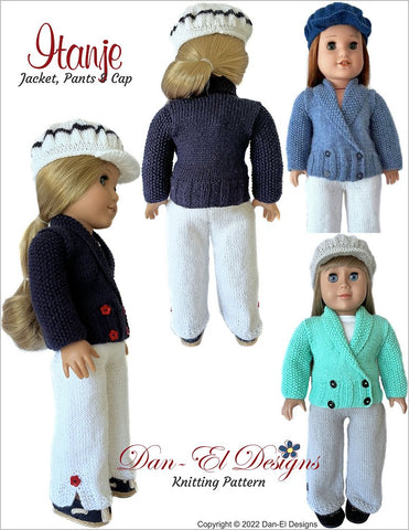 Dan-El Designs Knitting Itanje Knitted Outfit 18 inch Doll Clothes Knitting Pattern Pixie Faire