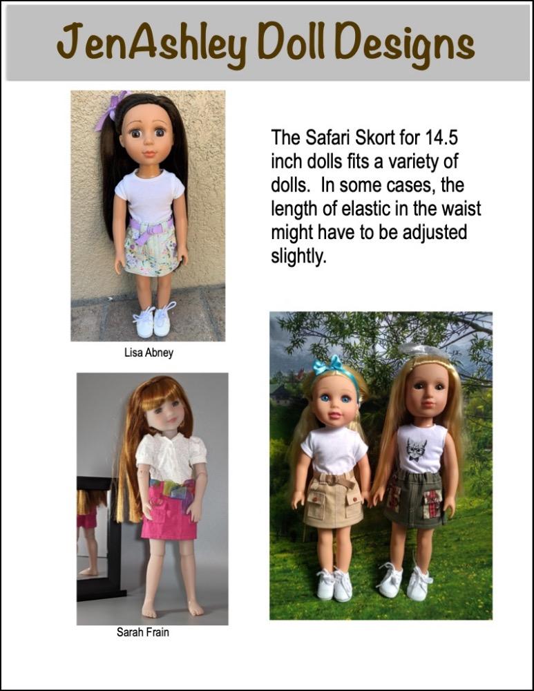 Jen Ashley Doll Designs WellieWishers Safari Skort 14.5" Doll Clothes Pixie Faire