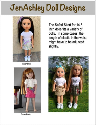 Jen Ashley Doll Designs WellieWishers Safari Skort 14.5" Doll Clothes Pixie Faire