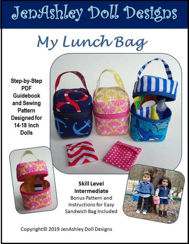 Jen Ashley Doll Designs 18 Inch Modern My Lunch Bag 18" Doll Clothes Pattern Pixie Faire