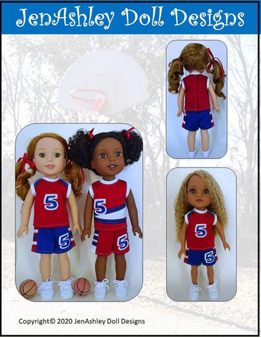 Jen Ashley Doll Designs WellieWishers Shootin' Hoops Basketball Uniform 14-14.5" Doll Clothes Pattern Pixie Faire