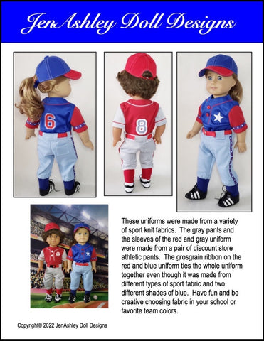 Jen Ashley Doll Designs 18 Inch Modern Pop Fly! Baseball/Softball Uniform 18" Doll Clothes Pixie Faire