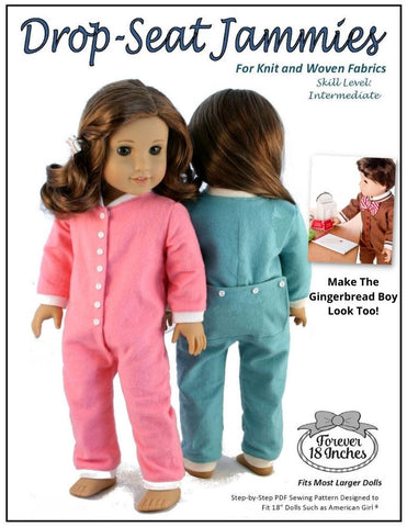 Forever 18 Inches 18 Inch Modern Drop-Seat Jammies 18" Doll Clothes Pixie Faire