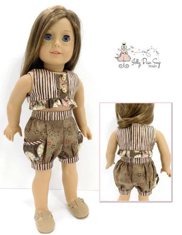 Jelly Bean Soup Designs 18 Inch Modern Bloomer Shorts and Ruffled Crop Top 18" Doll Clothes Pattern Pixie Faire