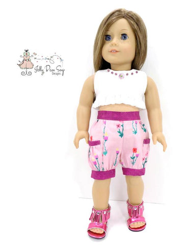 Jelly Bean Soup Designs 18 Inch Modern Bloomer Shorts and Ruffled Crop Top 18" Doll Clothes Pattern Pixie Faire