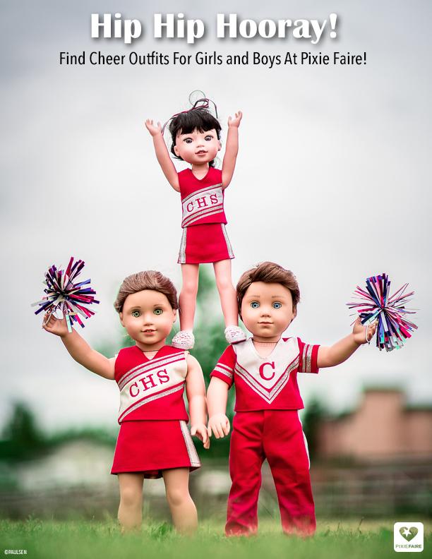 Jelly Bean Soup Designs 18 inch Boy Doll Boy Cheerleader 18" Doll Clothes Pattern Pixie Faire