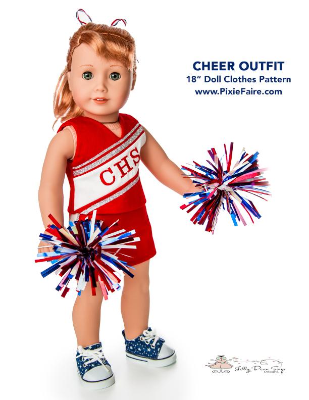 Jelly Bean Soup Designs 18 Inch Modern Cheer Outfit 18" Doll Clothes Pattern Pixie Faire