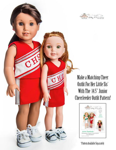 Jelly Bean Soup Designs 18 Inch Modern Cheer Outfit 18" Doll Clothes Pattern Pixie Faire