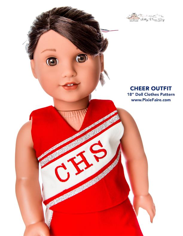 Jelly Bean Soup Designs 18 Inch Modern Cheer Outfit 18" Doll Clothes Pattern Pixie Faire