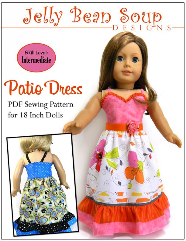 Jelly Bean Soup Designs 18 Inch Modern Patio Dress 18" Doll Clothes Pattern Pixie Faire