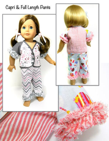 Jelly Bean Soup Designs 18 Inch Modern Sleepover PJ 15" and 18" Doll Clothes Pattern Pixie Faire