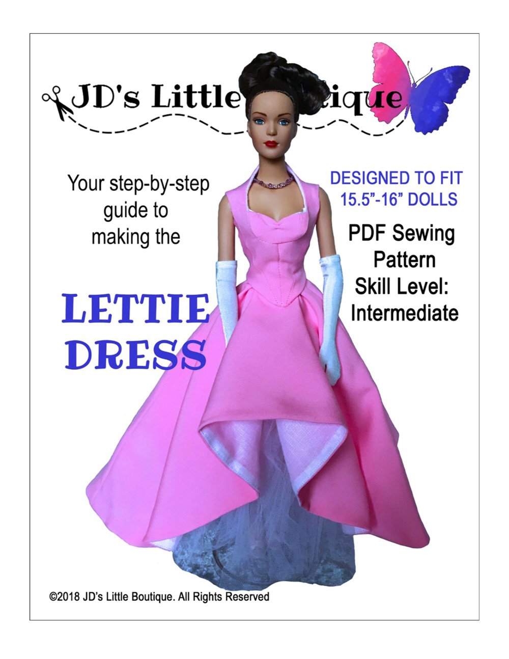 Lettie Dress Doll Clothes Pattern 15.5" - 16" Fashion Dolls Lettie Dress Doll Clothes Pattern 15.5" - 16" Fashion Dolls