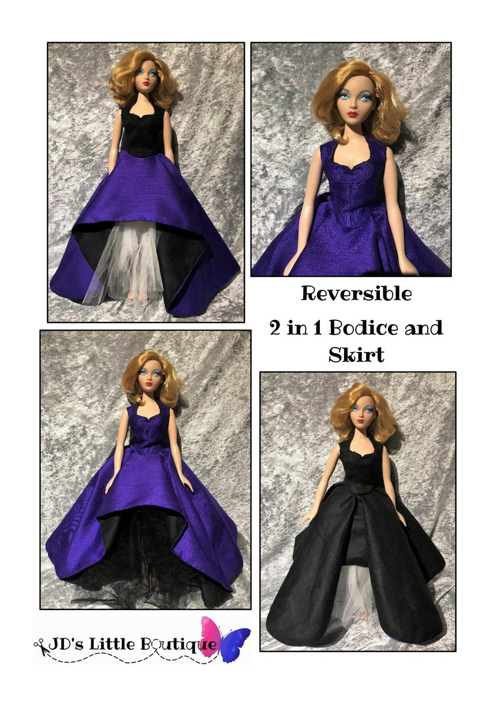 JD's Little Boutique Tyler Wentworth Lettie Dress 15.5" - 16" Fashion Doll Clothes Pattern Pixie Faire