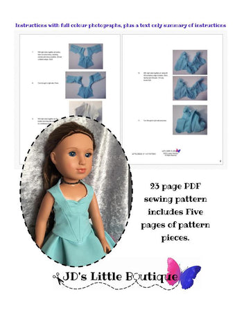 JD's Little Boutique WellieWishers Lettie Dress 14" - 14.5" Doll Clothes Pattern Pixie Faire