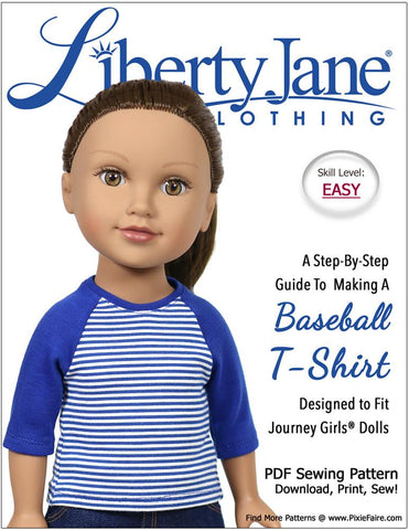 Liberty Jane Journey Girl Baseball T-Shirt Pattern for Journey Girls Dolls Pixie Faire