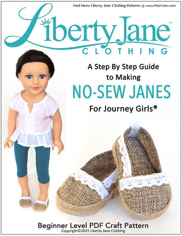 Liberty Jane Journey Girl No Sew JANES Shoe Pattern for Journey Girls Dolls Pixie Faire