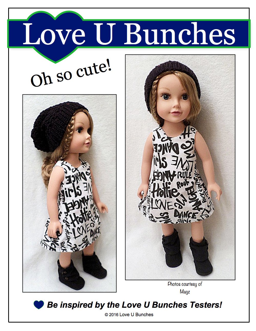 Love U Bunches Journey Girl Polka Dot Party Dress for Journey Girls Dolls Pixie Faire