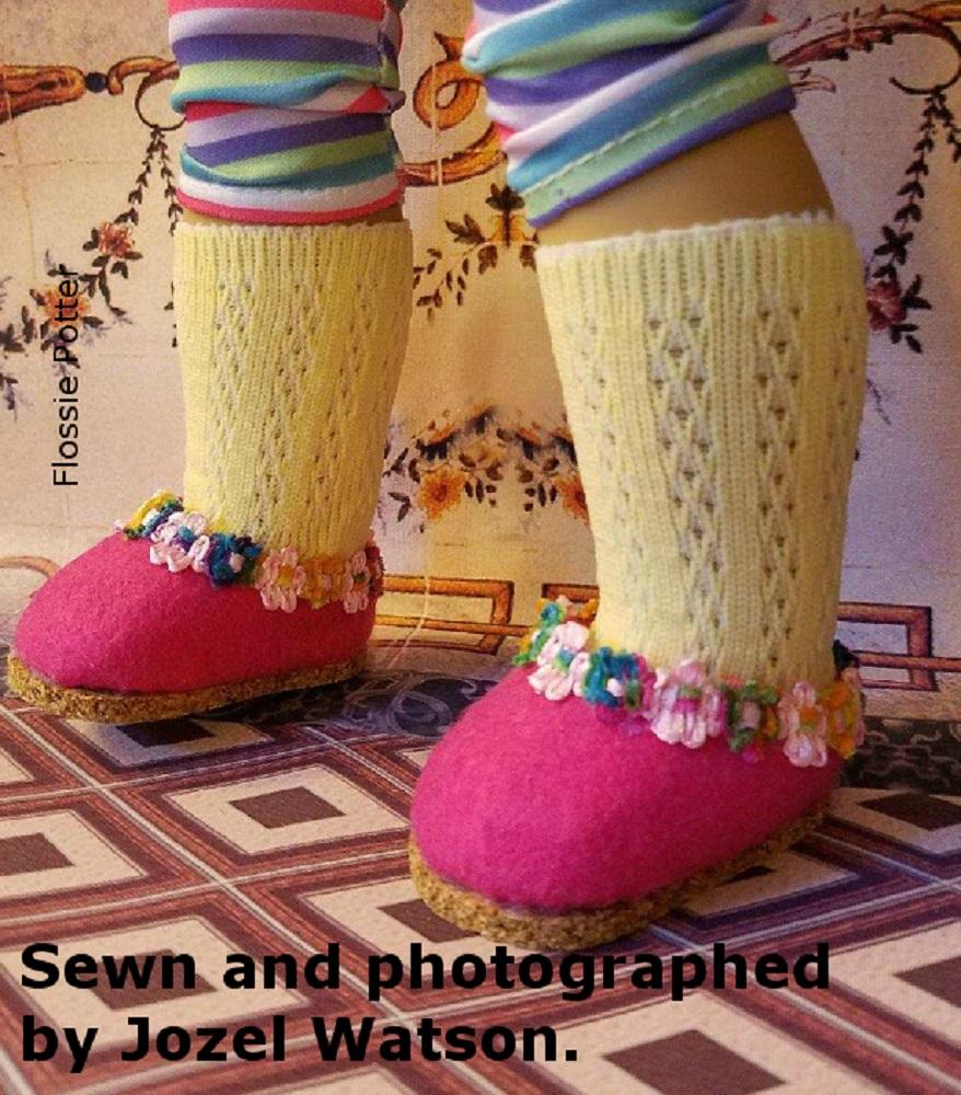 Flossie Potter Shoes Wool Felt Clogs 18" Doll Clothes Pattern Pixie Faire