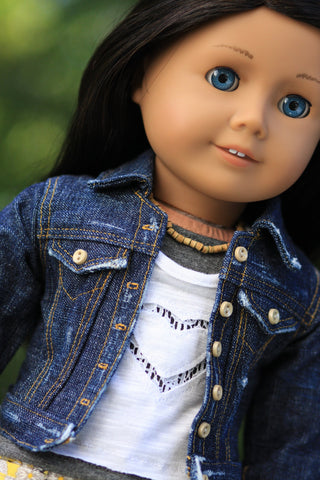 Liberty Jane 18 Inch Modern Denim Jacket 18" Doll Clothes Pattern Pixie Faire