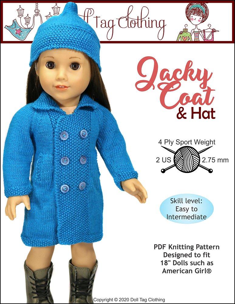 ABC Knitting Patterns - American Girl Doll Vintage Double-Breasted Jacket