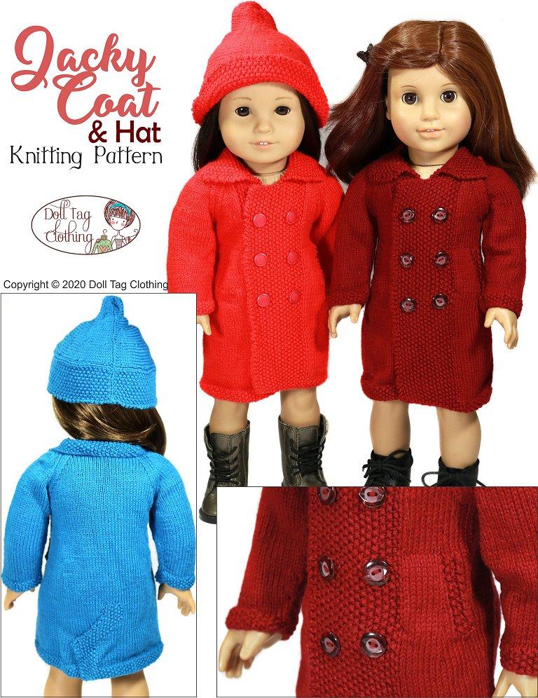 ABC Knitting Patterns - American Girl Doll Vintage Double-Breasted Jacket