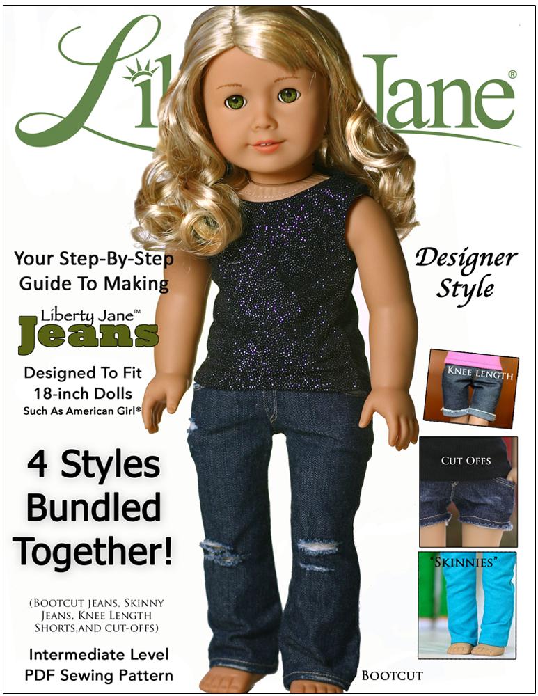 Liberty Jane 18 Inch Modern Jeans Bundle 18" Doll Clothes Pattern Pixie Faire