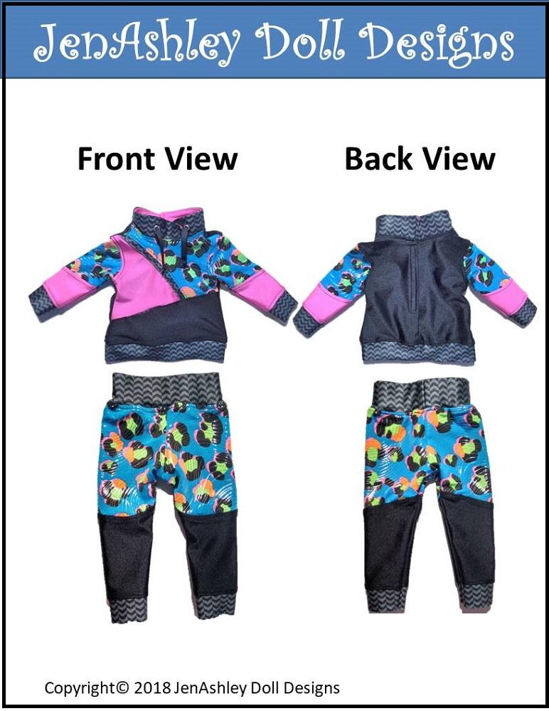 Jen Ashley Doll Designs 18 Inch Modern Wild & Wacky Sweatsuit 18" Doll Clothes Pattern Pixie Faire