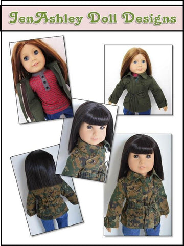 Jen Ashley Doll Designs 18 Inch Modern Jen's Military Jacket 18" Doll Clothes Pattern Pixie Faire