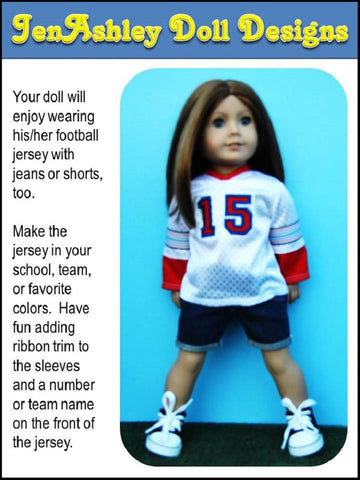 Jen Ashley Doll Designs 18 Inch Modern Relaxed Fit Football Jersey and Shoulder Pads 18" Doll Clothes Pixie Faire