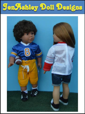 Jen Ashley Doll Designs 18 Inch Modern Relaxed Fit Football Jersey and Shoulder Pads 18" Doll Clothes Pixie Faire