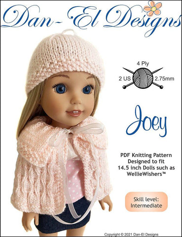 Dan-El Designs WellieWishers Joey 14.5" Doll Clothes Knitting Pattern Pixie Faire