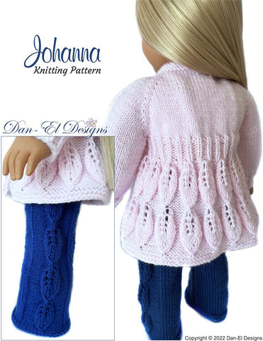 Dan-El Designs Knitting Johanna Knitted Jacket and Pants 18 inch Doll Clothes Knitting Pattern Pixie Faire