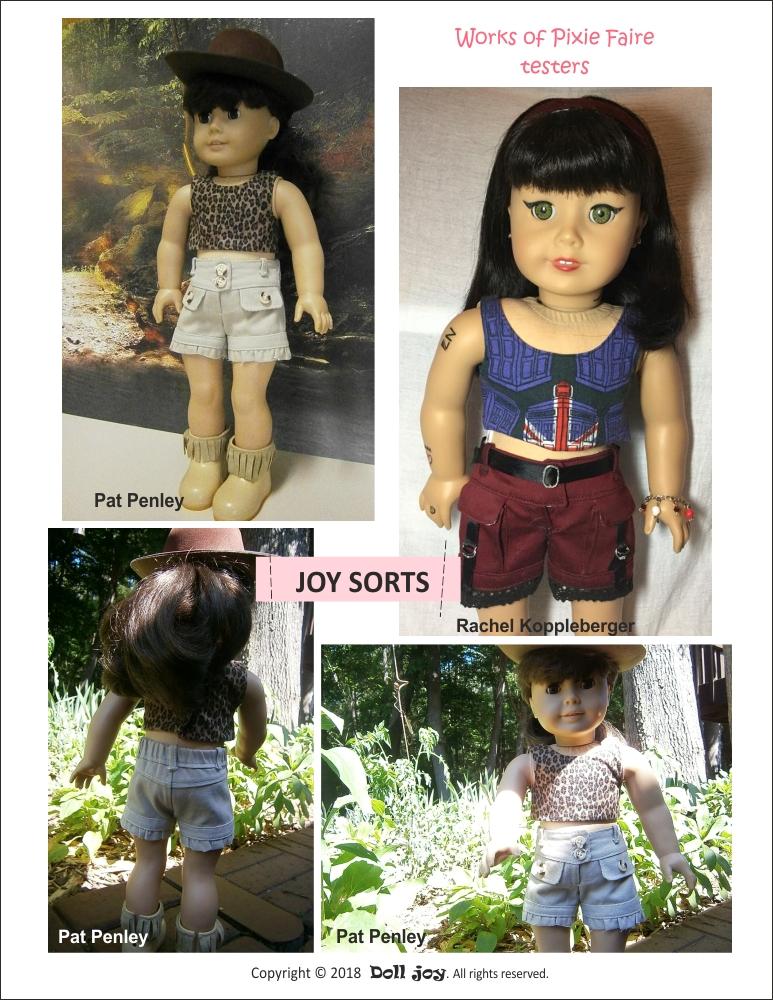 Doll Joy 18 Inch Modern Joy Shorts 18" Doll Clothes Pattern Pixie Faire