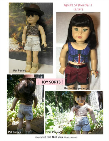 Doll Joy 18 Inch Modern Joy Shorts 18" Doll Clothes Pattern Pixie Faire