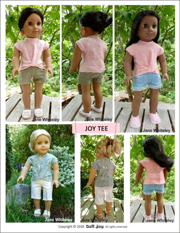 Doll Joy 18 Inch Modern Joy Tee 18" Doll Clothes Pattern Pixie Faire