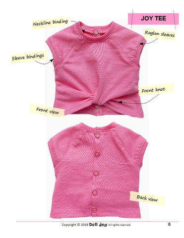 Doll Joy 18 Inch Modern Joy Tee 18" Doll Clothes Pattern Pixie Faire