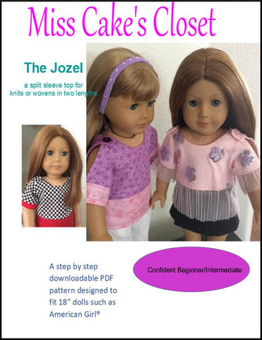 Miss Cake's Closet 18 Inch Modern Jozel Split Sleeve Top 18" Doll Clothes Pattern Pixie Faire