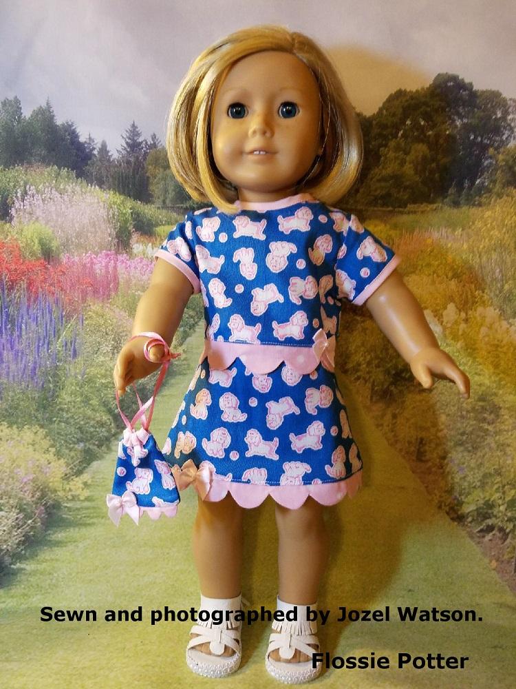 Flossie Potter 18 Inch Modern FREE Sweet Scallops Tag-along Bag 18" Doll Accessory Pattern Pixie Faire