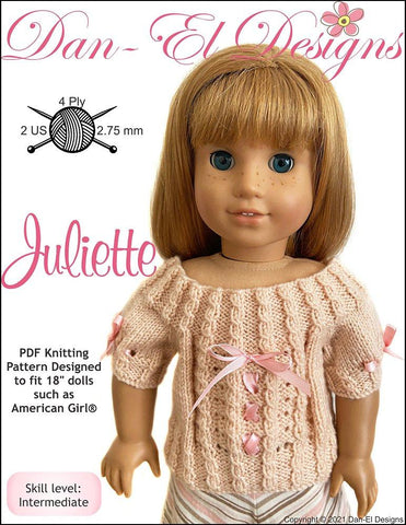 Dan-El Designs Knitting Juliette 18" Doll Knitting Pattern Pixie Faire