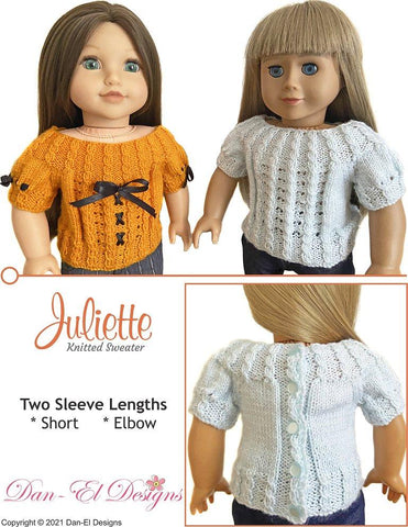 Dan-El Designs Knitting Juliette 18" Doll Knitting Pattern Pixie Faire