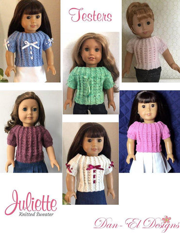 Dan-El Designs Knitting Juliette 18" Doll Knitting Pattern Pixie Faire