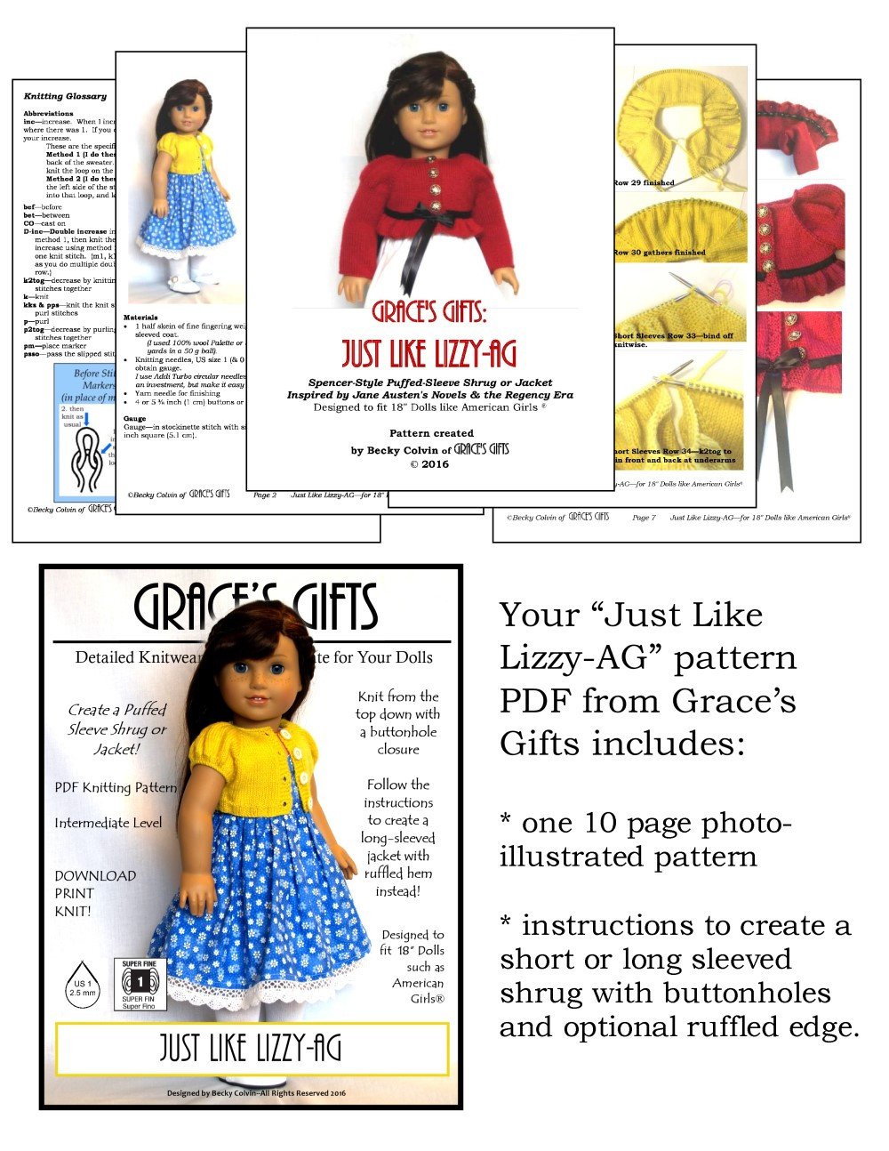Grace's Gifts Knitting Just Like Lizzy Knitting Pattern Pixie Faire