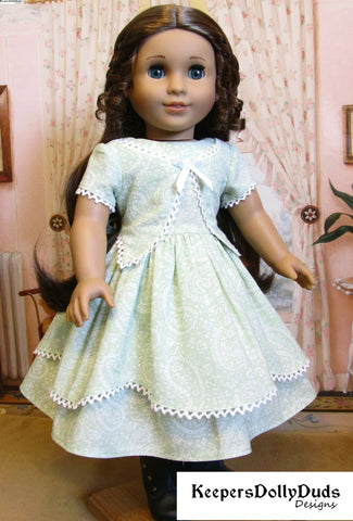 Keepers Dolly Duds Designs 18 Inch Historical 1850's Girls Dress 18" Doll Clothes Pattern Pixie Faire