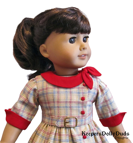 Keepers Dolly Duds Designs 18 Inch Historical Side Tie Collar Dress 18" Doll Clothes Pattern Pixie Faire