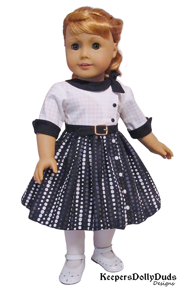 Keepers Dolly Duds Designs 18 Inch Historical Side Tie Collar Dress 18" Doll Clothes Pattern Pixie Faire