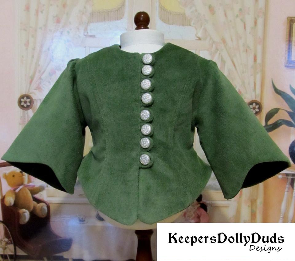Keepers Dolly Duds Designs 18 Inch Historical 1850s Girls Jacket and Bonnet Ensemble 18" Doll Clothes Pattern Pixie Faire