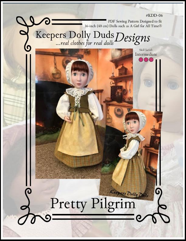 Keepers Dolly Duds Designs A Girl For All Time Pretty Pilgrim Pattern For A Girl For All Time Dolls Pixie Faire