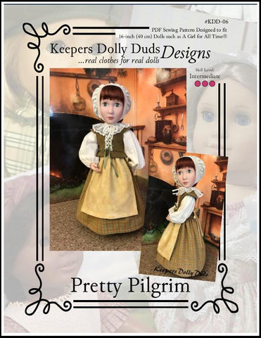 Keepers Dolly Duds Designs A Girl For All Time Pretty Pilgrim Pattern For A Girl For All Time Dolls Pixie Faire