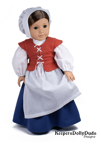 Keepers Dolly Duds Designs 18 Inch Historical Pretty Pilgrim 18" Doll Clothes Pattern Pixie Faire