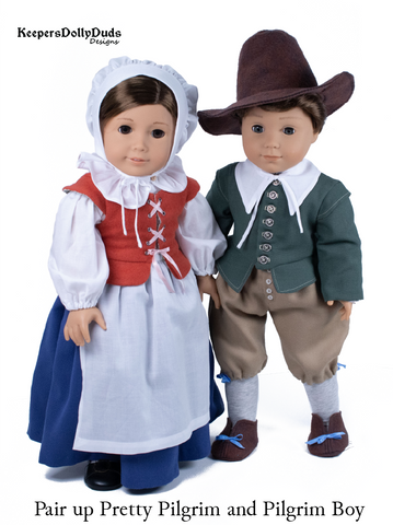 Keepers Dolly Duds Designs 18 Inch Boy Doll Pilgrim Boy 18" Doll Clothes Pattern Pixie Faire